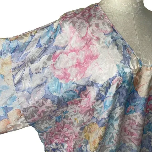 Mary McFadden Vintage Womens Nightgown Size Large Pastel Floral Watercolor - Picture 6 of 12